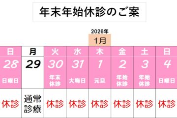 年末年始休診のお知らせ